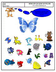 okul öncesi renkler çalışma sayfaları; verilen resimle aynı renkte olan resimleri işaretle